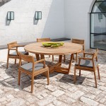 Bộ bàn tròn + 6 ghế gỗ tếch nhập khẩu chống thấm