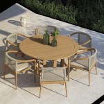 Bộ 6 ghế kết hợp bàn tròn gỗ ngoài trời nội thất ngoài trời