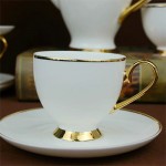 Bộ ấm tách trà men trắng viền vàng 15 sp