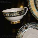 Bộ đĩa + tách trà hoa văn cổ điển