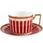 Đĩa + tách trà La Mã màu xanh-đỏ