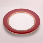 Đĩa tròn họa tiết phục hưng màu đỏ gốm cao cấp size 26.5 cm